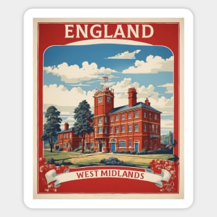West Midlands England Vintage Travel Tourism Poster Sticker